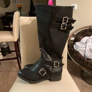Wide calf black tall boots